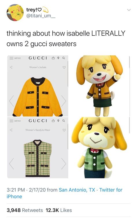 Tom Nook must pay pretty well if Isabelle has bells to burn on Gucci